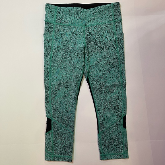 Lululemon Pace Rival Crop Power Luxtreme Spray Jacquard Bali Breeze Black Size 8 - Picture 6 of 16